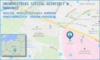 ODDZIAŁ PRZESZCZEPIANIA KOMÓREK KRWIOTWÓRCZYCH - UNIWERSYTECKI SZPITAL DZIECIĘCY W KRAKOWIE - UL. WIELICKA 265,  KRAKÓW-PODGÓRZE