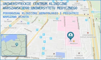 PODODDZIAŁ KLINICZNY HEMATOLOGII I PEDIATRII - UNIWERSYTECKIE CENTRUM KLINICZNE WARSZAWSKIEGO UNIWERSYTETU MEDYCZNEGO - ŻWIRKI I WIGURY 63A,  WARSZAWA OCHOTA