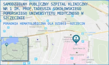 PORADNIA HEMATOLOGICZNA DLA DZIECI - UNIWERSYTECKI SZPITAL KLINICZNY NR 1 IM. PROF. TADEUSZA SOKOŁOWSKIEGO PUM W SZCZECINIE - UNII LUBELSKIEJ 1,  SZCZECIN